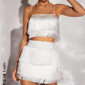 SHEIN Unity Fringe Trim Cami Top & Skirt